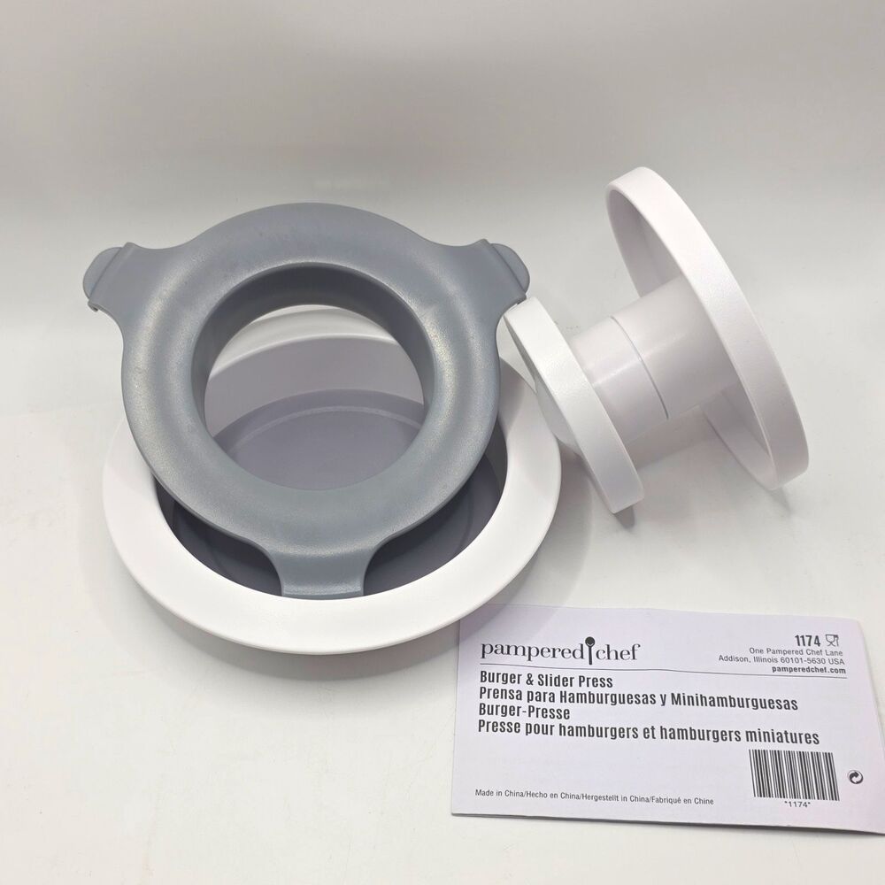 Pampered Chef Burger & Slider Press Mini Non-Stick Plastic White/Gray 1174